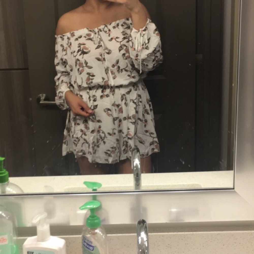 Floral Print Off The Shoulder Romper